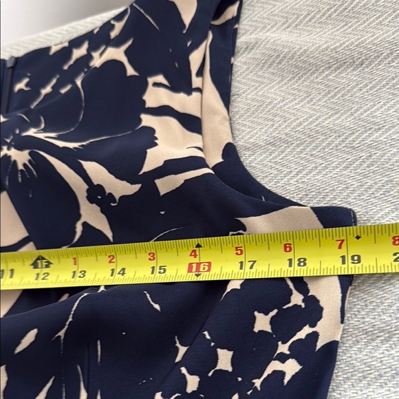 Dress Barn Women Midi Dress Blue and Cream Sleeveless A-line Office Career - Picture 7 of 9